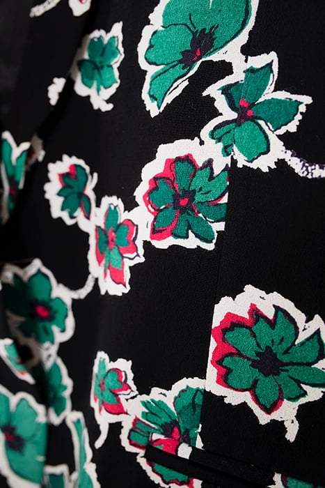 BLACK SUIT JACKET WITH GREEN FLOWERS PRINT 6