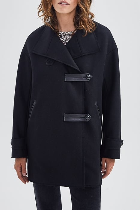 BLACK PEA COAT WITH ROCK DETAILS 1