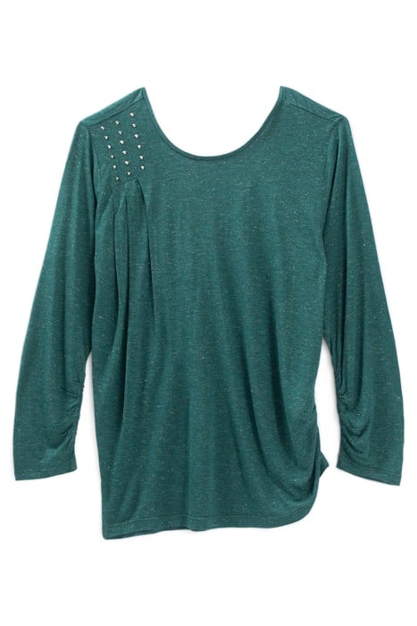 DUCK GREEN GLITTERY T-SHIRT, DIAMANTE ON DRAPING 4