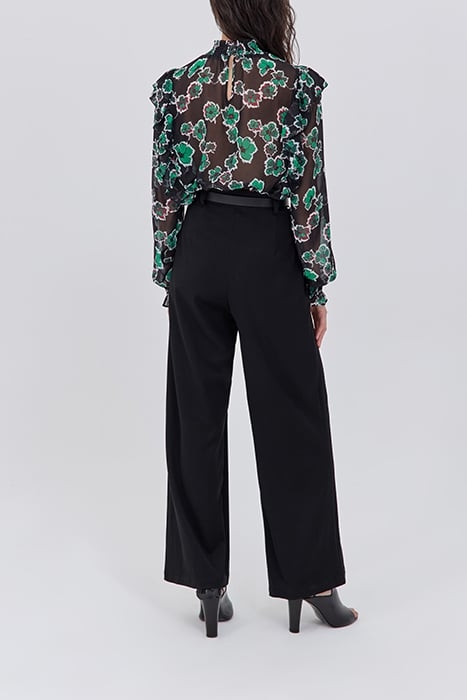 BLACK BELTED HIGH-WAIST WIDE-LEG TROUSERS 3