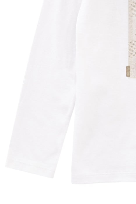 GIRLS’ OFF-WHITE COTTON T-SHIRT WITH GIRL IN BEANIE IMAGE 4