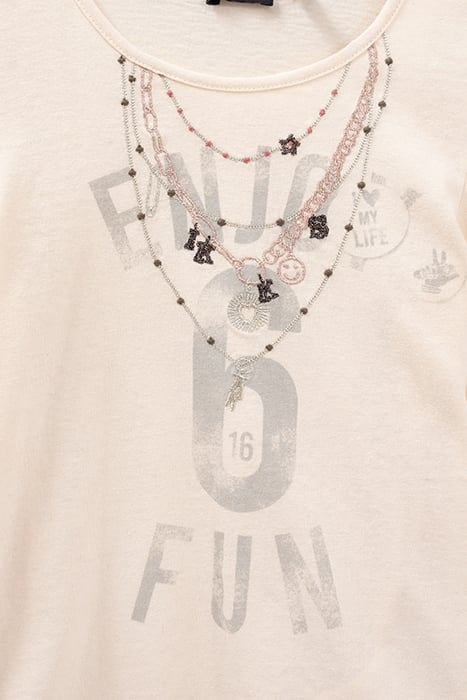 GIRLS’ ECRU T-SHIRT WITH EMBROIDERED NECKLACES 4
