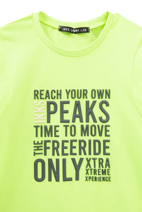 BOYS’ NEON GREEN RUBBER SLOGAN T-SHIRT 3