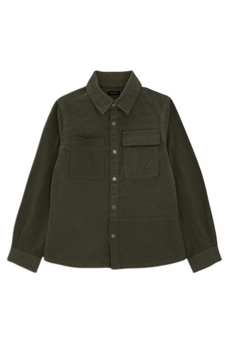 BOYS’ KHAKI CORDUROY AND CANVAS MIXED FABRIC SHIRT 2