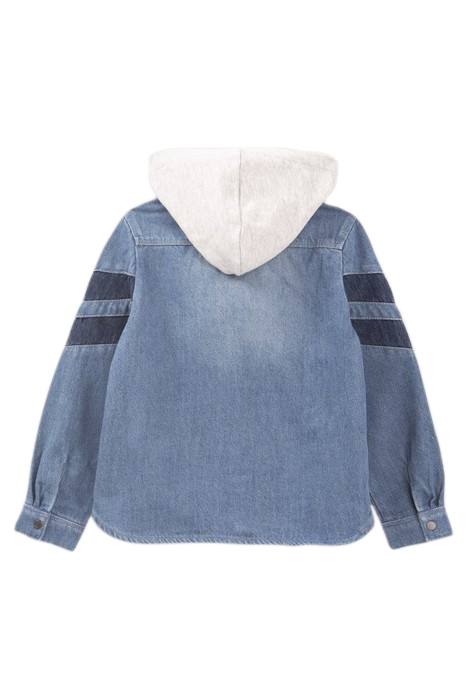 BOYS’ BLUE ORGANIC DENIM SHIRT WITH DETACHABLE HOOD 2