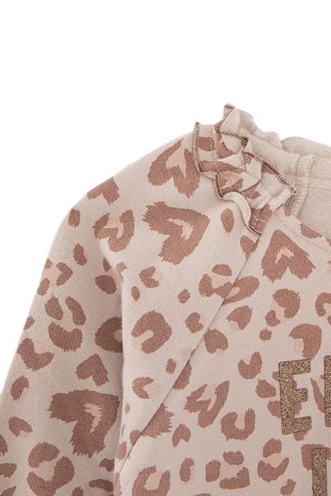 GIRLS’ ECRU SWEATSHIRT WITH GOLD LEOPARD SLOGAN PRINT 4