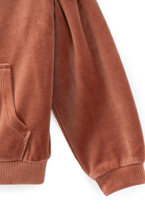 GIRLS’ COPPER PINK VELVET KNIT HOODED CARDIGAN 5