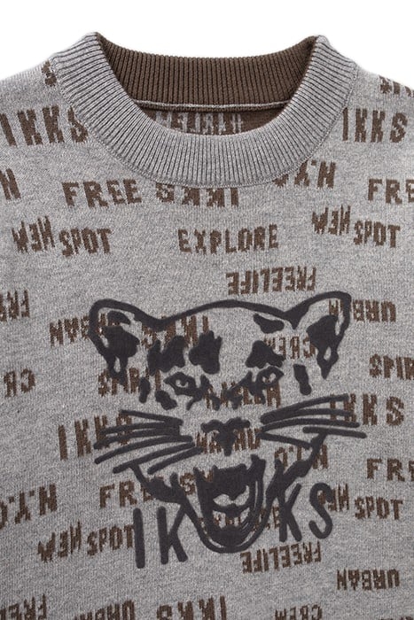 BOYS’ KHAKI/GREY JACQUARD LETTER REVERSIBLE SWEATER 5