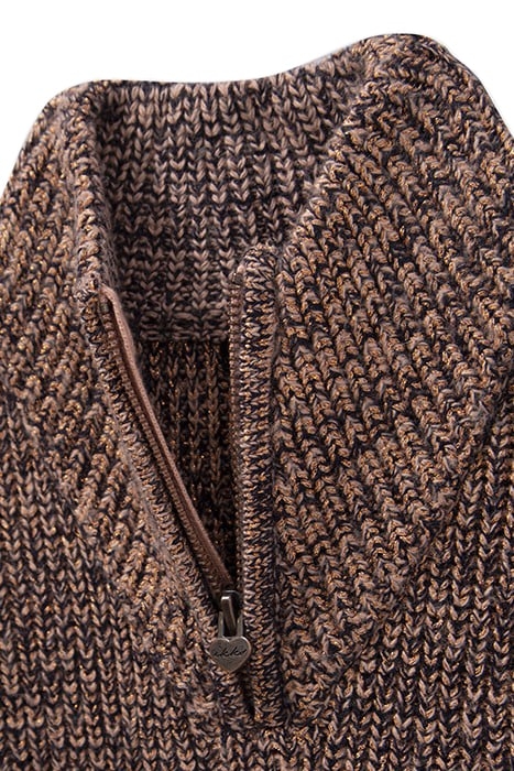 GIRLS’ PINK COPPER LUREX KNIT ZIP-NECK SWEATER 5