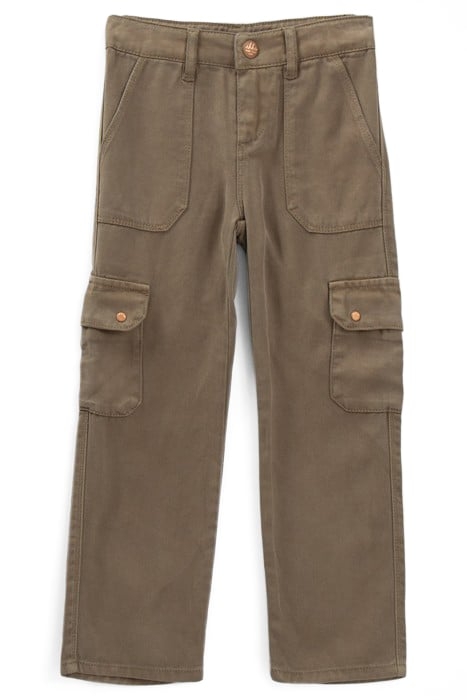 GIRLS’ KHAKI CARPENTER-STYLE LYOCELL® FLARED TROUSERS 1