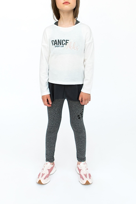 GIRLS’ 2-IN-1 GREY LEGGINGS AND TULLE SKIRT 2