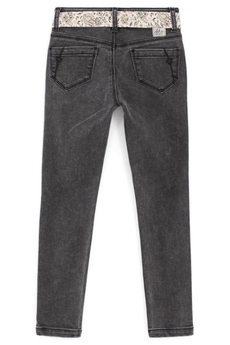 GIRLS’ GREY SKINNY JEANS WITH SCARF BELT 2
