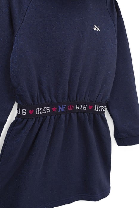 GIRLS’ NAVY GLITTERY HOODED SWEATSHIRT DRESS 4