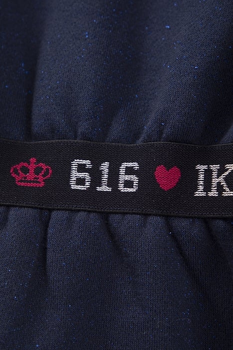 GIRLS’ NAVY GLITTERY HOODED SWEATSHIRT DRESS 7