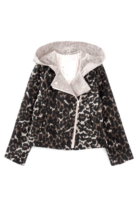 GIRLS’ COPPER PINK MIXED FABRIC BIKER-STYLE JACKET 1