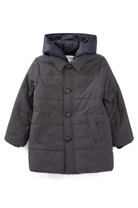 BOYS’ NAVY NYLON CHECK PADDED JACKET TRENCH COAT 1