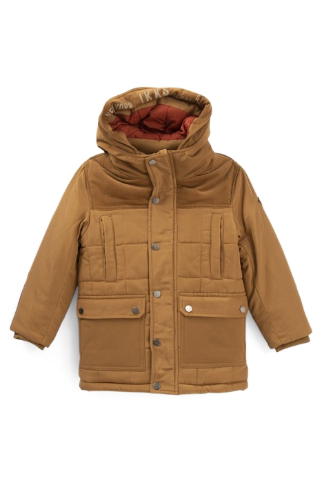 BOYS’ CAMEL NYLON AND CORDUROY FUR-LINED PARKA 1