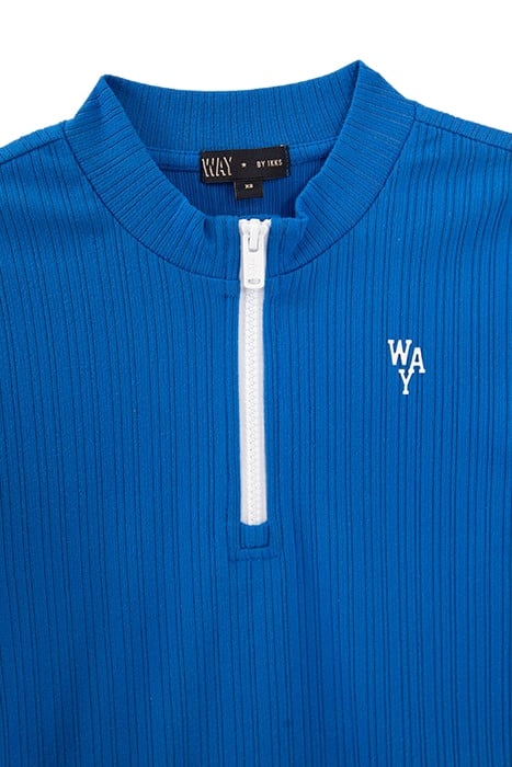 GIRLS' BLUE ZIPPED RIBBED T-SHIRT 3