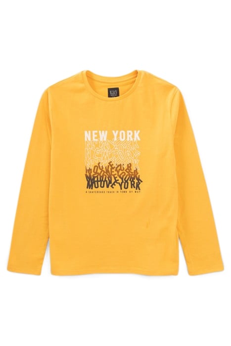 BOYS’ YELLOW LETTER MARKING ORGANIC COTTON T-SHIRT 1