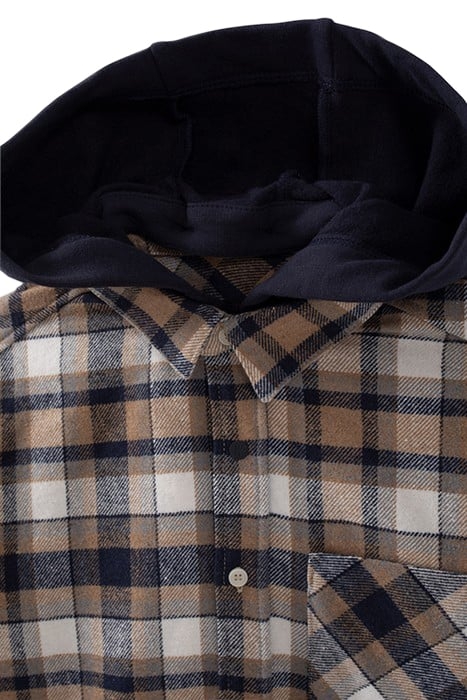 BOYS' NAVY CHECK SHIRT WITH DETACHABLE HOOD 4