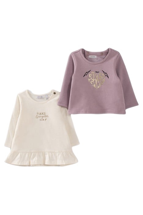 BABY GIRLS’ 2-IN-1 VIOLET SWEATSHIRT/ECRU T-SHIRT 5