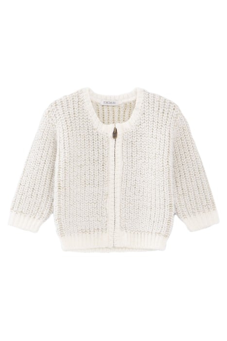 BABY GIRLS’ ECRU KNIT CARDIGAN WITH GOLD LUREX JACQUARD 4