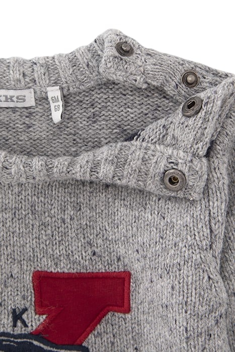 BABY BOYS’ GREY MARL KNIT SWEATER WITH XL EMBROIDERY 5