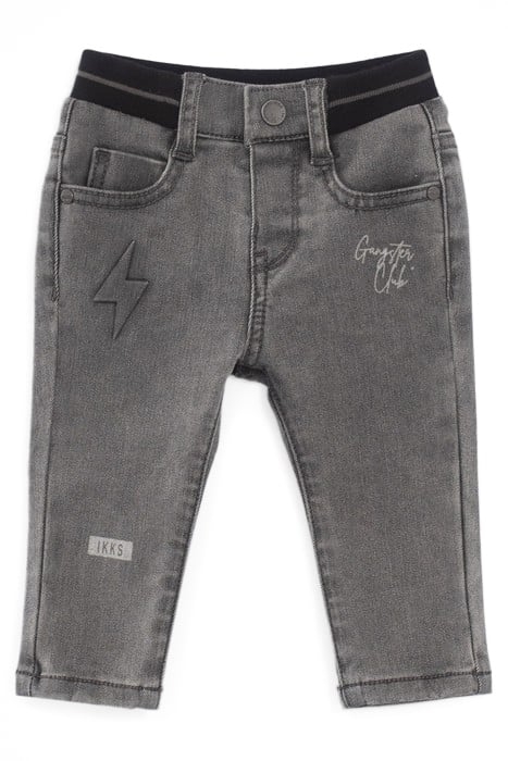 BABY BOYS’ GREY JEANS WITH PRINTS AND EMBOSSED IMAGES 1