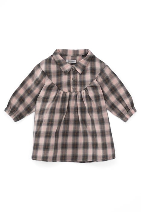 BABY GIRL’S GREY CHECK SHIRT-DRESS 1