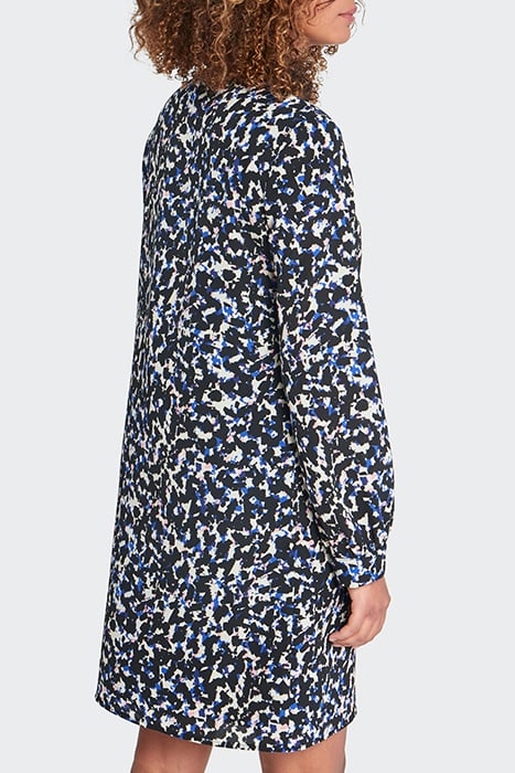 BLACK TACHIST PRINT ZIP-NECK DRESS 2