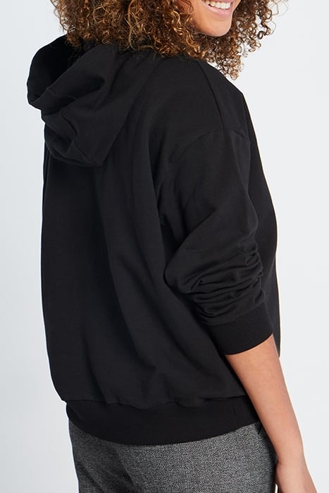 BLACK HOODIE WITH GLITTERY 3D SLOGAN 2