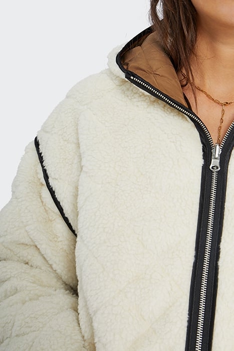 QUILTED TOBACCO/ECRU SHERPA REVERSIBLE PARKA 6