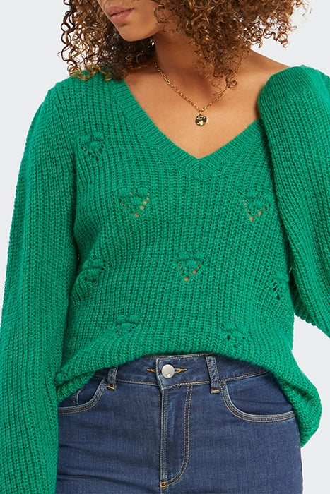 NEON GREEN DECORATIVE STITCH KNIT SWEATER 2