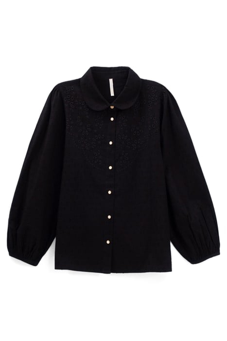 BLACK EYELET EMBROIDERY DICKEY SHIRT 3