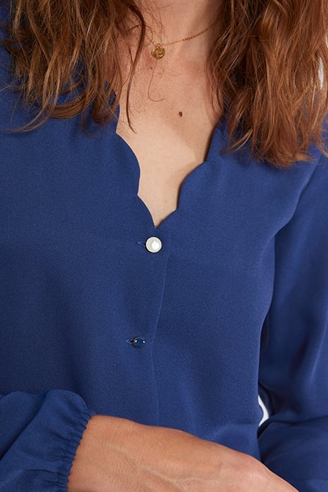 SAPPHIRE BLUE BLOUSE WITH SCALLOPED NECKLINE 5