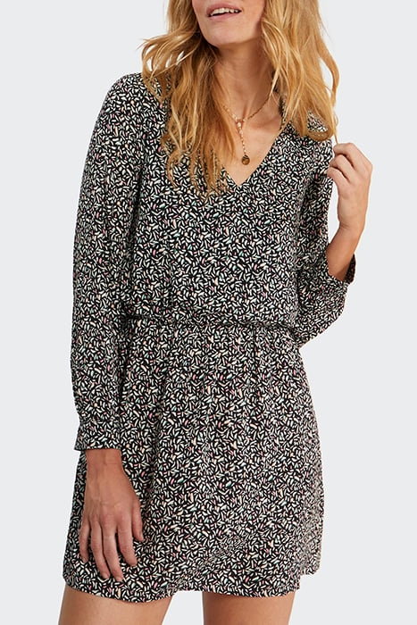 BLACK LEAF PRINT DRESS 1