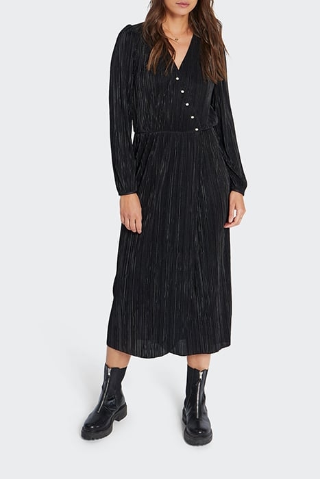 BLACK MICRO-PLEAT LONG DRESS 1
