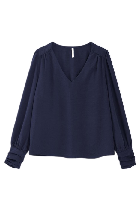 FLASH NAVY BLOUSE WITH DRAPED CUFFS 3