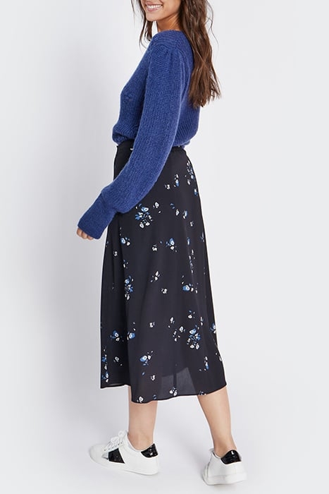 BLACK FLORAL BOUQUET PRINT MIDI-SKIRT 3