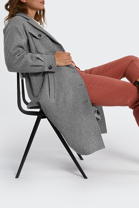 GREY OVERSHIRT-STYLE LONG COAT 5