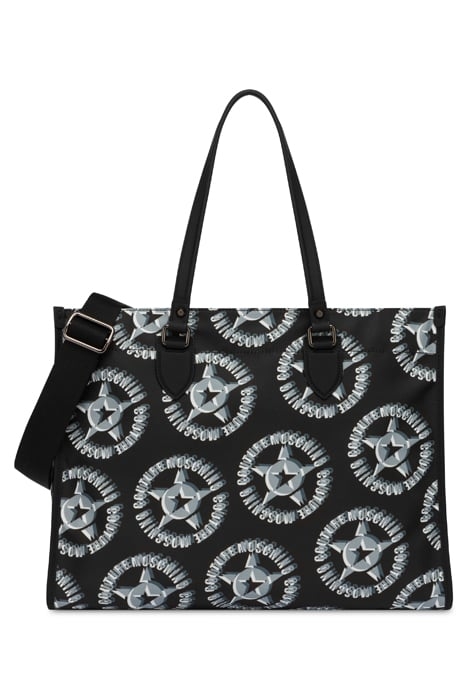 MOSCHINO COUTURE STARS NYLON SHOPPER BLACK 1
