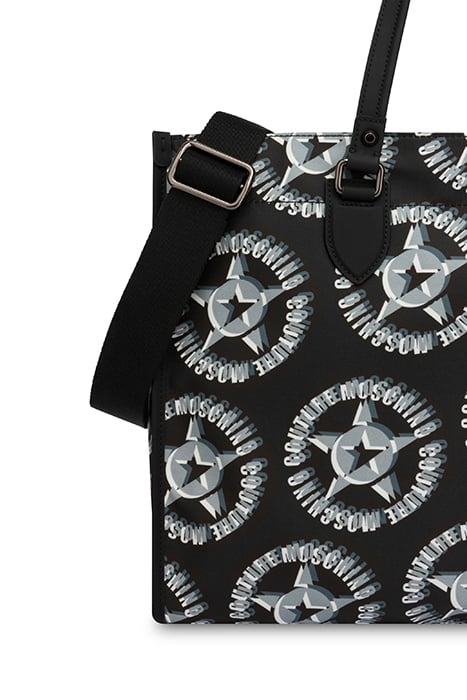 MOSCHINO COUTURE STARS NYLON SHOPPER BLACK 4