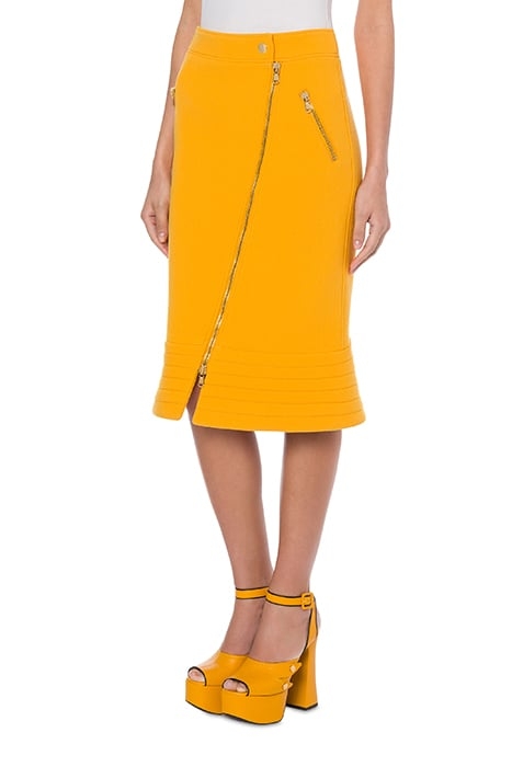 COUTURE BIKER WOOL CREPE SKIRT YELLOW 1