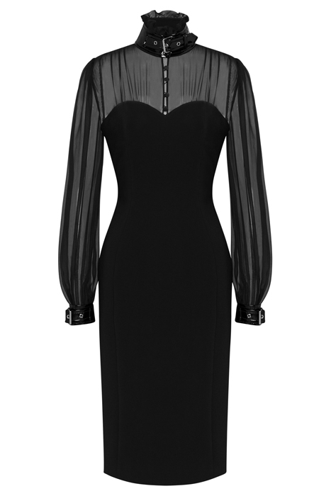 BONDAGE BUCKLE STRETCH CADY DRESS BLACK 3