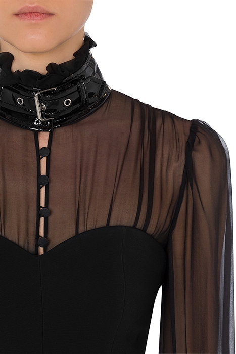 BONDAGE BUCKLE STRETCH CADY DRESS BLACK 4