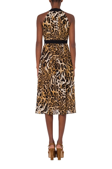 DRESS WITH LEOPARD PRINT KNITTED INSERTS BEIGE 2