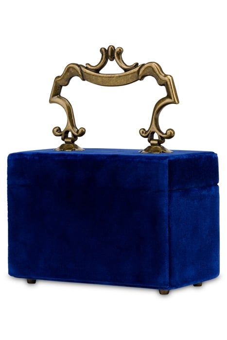 SMALL VELVET BAG HANDLE WITH CARE BLUE 2