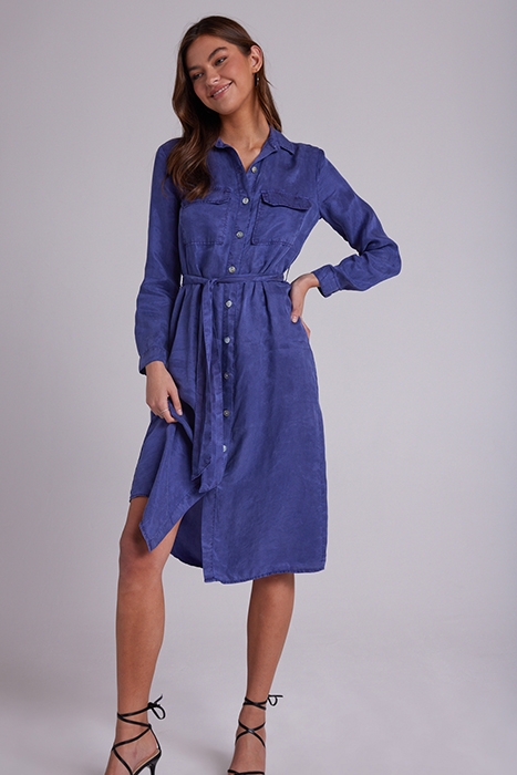 PATCH POCKET MIDI SHIRT DRESS GREYSTONE PURPLE 1