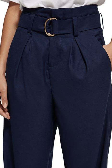 DAISY - HIGH RISE STRAIGHT LEG PAPERBAG TROUSERS NAVY BLUE 6