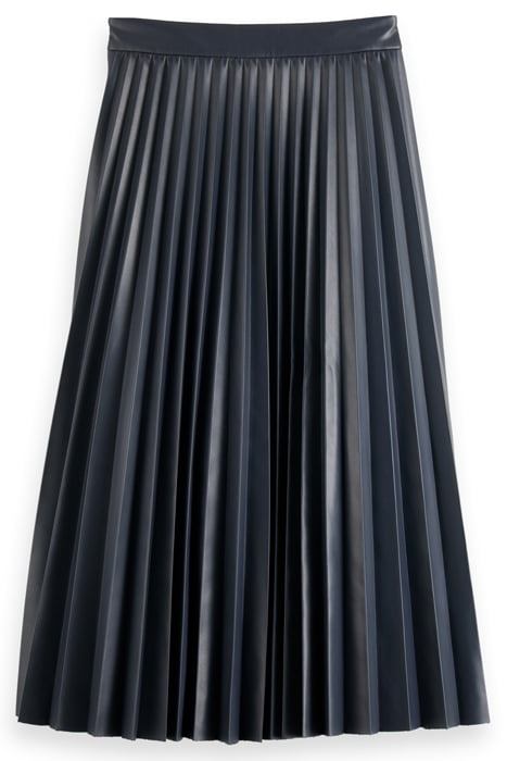 FAUX LEATHER PLEATED HIGH RISE MIDI SKIRT NIGHT 2